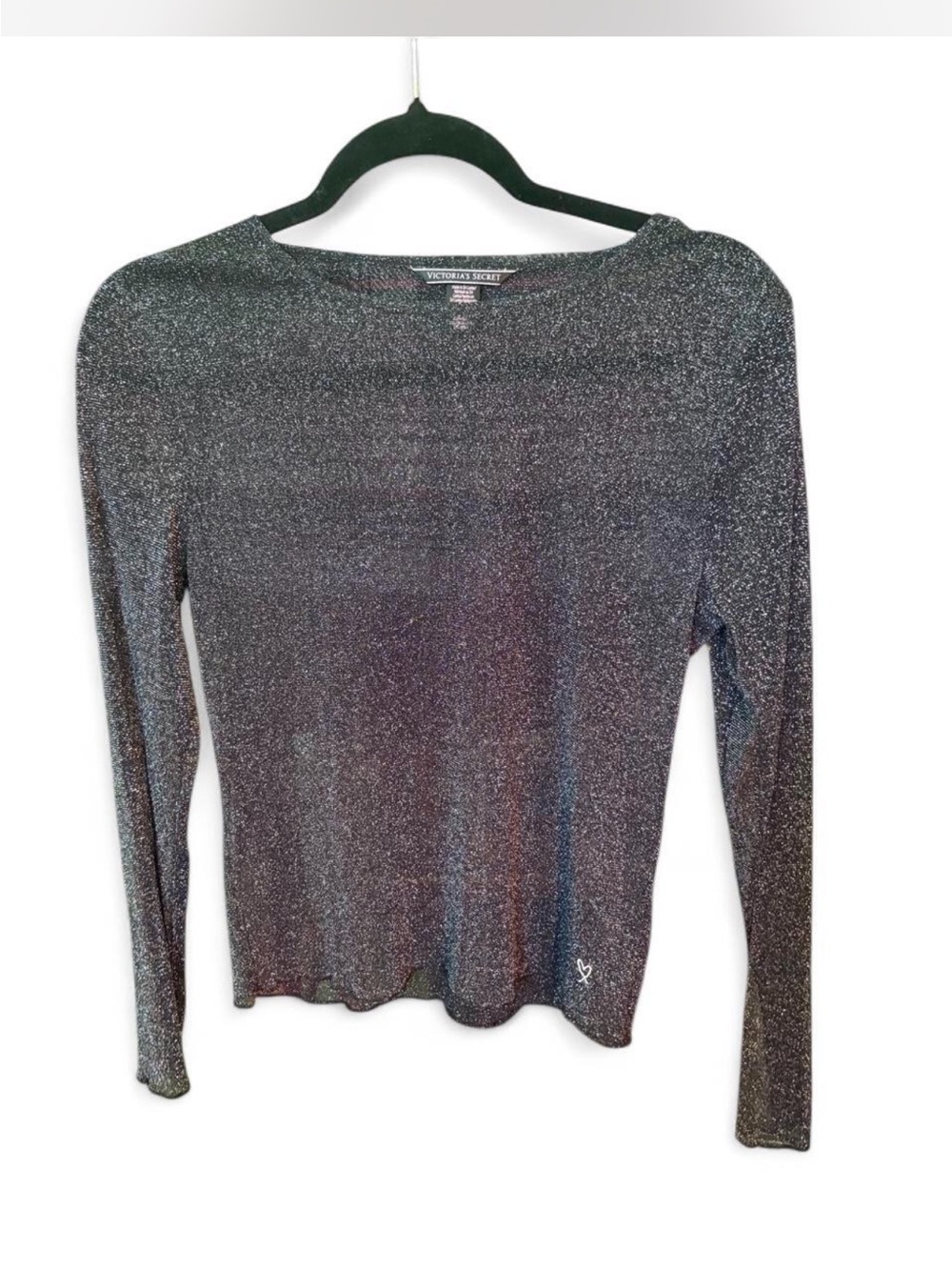 Victoria’s Secret Sheer mesh metallic shimmer long sleeve sparky blouse XS - Picture 3 of 8